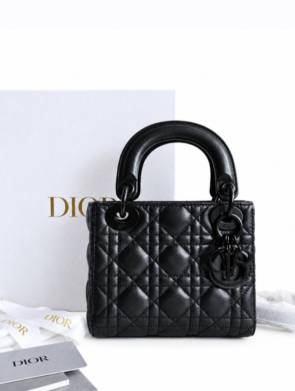 Christian Dior Black Ultra Matte Cannage Calfskin Lady Dior Mini Bag - Picture 2 of 16